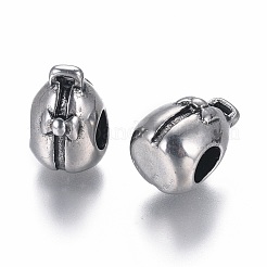 304ステンレススチールヨーロピアンビーズ  大穴ビーズ  バッグ  アンティークシルバー  14x10x10mm  穴：4.5~5mm&nbsp;STAS-G204-10AS