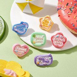 6個 6つのスタイルが混在した形状と文字入り不透明樹脂製画鋲  鉄のピン付き  写真壁用  地図  掲示板またはコルクボード  ミックスカラー  22~26x27~31x15.5~16.5mm  1個/スタイル&nbsp;AJEW-TB00015