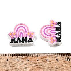 母の日シリコンフォーカルビーズ  DIYネックレスの製作  ママという言葉が書かれた虹  蘭  24x29x8mm  穴：2mm&nbsp;SIL-B078-07B