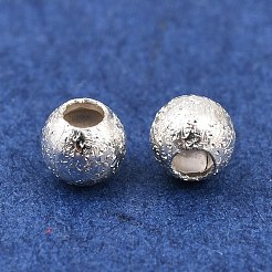 真鍮ビーズ  テクスチャラウンド  銀  5x4.5mm  穴：1.4mm&nbsp;KK-H250-04A-S