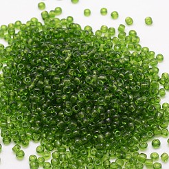 15/0 ガラスシードビーズ  グレードA  ラウンド  透明色  グリーン  1.3~1.5mm  穴：0.5mm  約75000個/ポンド&nbsp;SEED-J013-F15-14