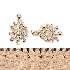 ガラスチャーム  真鍮のパーツと  花  ライトゴールド  24x16x4.5mm  穴：4.8x2.8mm&nbsp;FIND-C047-01KCG