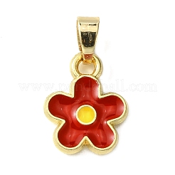 7本7色合金エナメルチャーム  真鍮製スナップオンベイル付き  花のチャーム  ミックスカラー  13x10x2mm  穴：5x4mm  1pc /カラー&nbsp;PALLOY-JF02253-07A