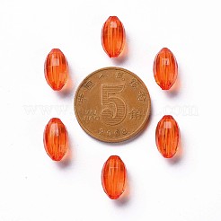 透明なアクリルビーズ  波形の楕円形  ダークオレンジ  11x6.5mm  穴：1.5mm  約1880個/500g&nbsp;TACR-S154-30B-726