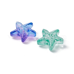 50個9色透明スプレー塗装ガラスビーズ  ヒトデ  ミックスカラー  14x15x6.5mm  穴：1mm  5~6個/カラー&nbsp;GLAA-YW0001-96
