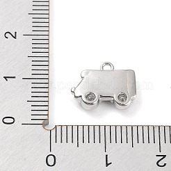 真鍮製マイクロパヴェキュービックジルコニアペンダント  車のチャーム  プラチナ  10x12x2.5mm  穴：1.4mm&nbsp;KK-K276-05P
