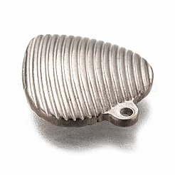 変色しない304ステンレススチールペンダント  ストライプ柄とハート  ステンレス鋼色  21.5x18x6mm  穴：1.4mm&nbsp;STAS-H126-31AS