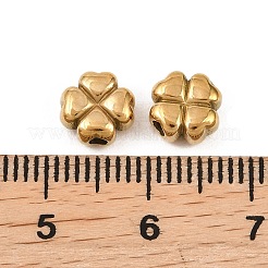 304ステンレススチールビーズ  クローバー  ゴールドカラー  7.5x7.5x4mm  穴：1.6mm&nbsp;LS-STAS-F339-05G