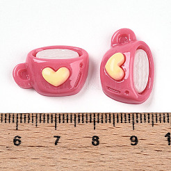 オペーク樹脂カボション  心のこもったコーヒー  ショッキングピンク  13.5~14.5x20x7.5mm&nbsp;CRES-T025-03C