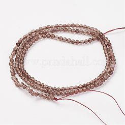 天然スモーキークォーツビーズ連売り  ラウンド  多面カット  2mm  穴：0.5mm  約164個/連  15.8インチ（40.2cm）&nbsp;G-G680-22