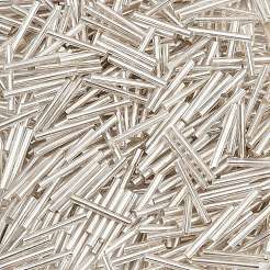 銀引き透明ガラスラッパビーズ  透明  20x2.5mm  穴：0.5mm  約2000~2500個/袋&nbsp;SEED-R028-2x20-B02