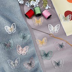 72個 12色 レース刺繍 コスチュームアクセサリー  アップリケパッチ  ミシンクラフト装飾  蝶  ミックスカラー  4~4.8x3~3.9cm  6個/カラー&nbsp;OCOR-NB0001-35