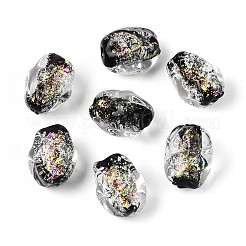 手作りのホイルランプワークビーズ連売り  ナゲット  ブラック  13~14.5x10~11x10~11mm  穴：1~1.4mm  約28個/連  14.57~14.76''（37~37.5センチメートル）&nbsp;FOIL-T008-07B