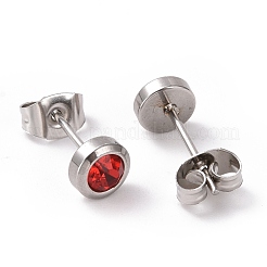 ラインストーン カラム スタッド イヤリング  女性用ステンレスカラーメッキ304ステンレスジュエリー  ヒヤシンス  15x6mm  ピン：0.8mm&nbsp;EJEW-H357-04P-04