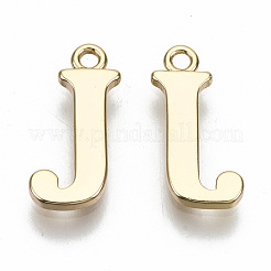 真鍮製チャーム  ニッケルフリー  文字L  18KGP本金メッキ  文字.j  J：14.5x7x1mm  穴：1.2mm&nbsp;KK-N231-179J-NF