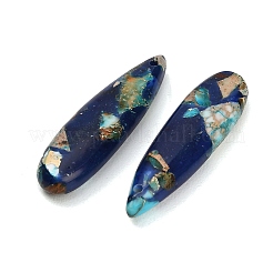 染色合成インペリアルジャスパーペンダント  ティアドロップチャーム  ダークブルー  34.5~35x9.5~10x5mm  穴：1.4mm&nbsp;GG-CBAA20A-08D