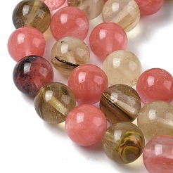 チェリークォーツガラスビーズ連売り  ラウンド  14~14.5mm  穴：1.4mm  約28~30個/連  15.47~16.65''（39.3~42.3センチメートル）&nbsp;G-F818-A07-14mm