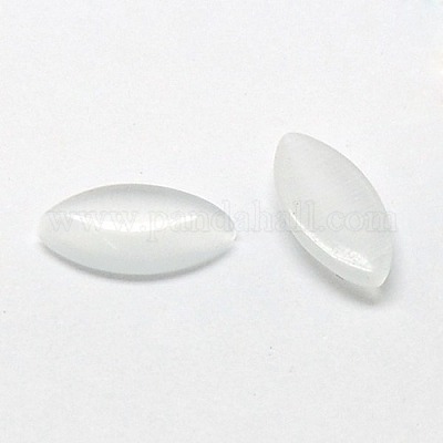 キャッツアイカボション  馬の目  ホワイト  10x5x1.5~2mm&nbsp;CE-J004-5x10mm-05-1
