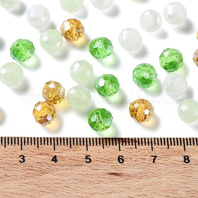 ガラスビーズ  多面カット  ロンデル  ダークシーグリーン  8x6mm  穴：1mm  約1210個/500g&nbsp;EGLA-A034-LM8mm-55-1