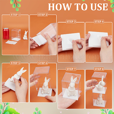 8個のPSプラスチックアクションフィギュアディスプレイケース  長方形  透明  7.7x6.5x10.8cm&nbsp;ODIS-FG0002-04B-1