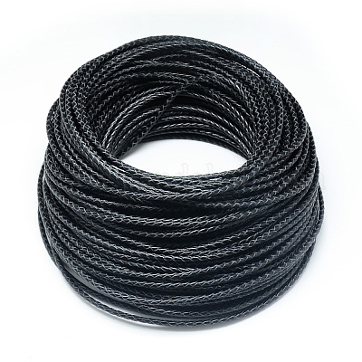 レザー編み込みコード  ブラック  6mm  約54.68ヤード（50m）/バンドル&nbsp;WL-Q005-6mm-1-1