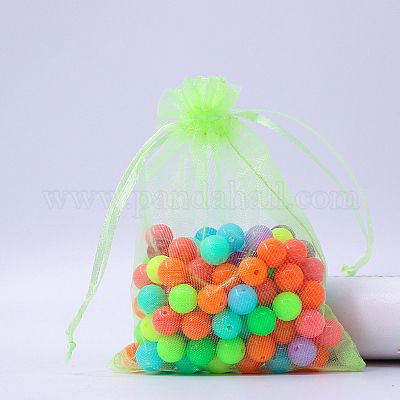 オーガンジー ドローストリング バッグ  淡緑色  12x9cm&nbsp;CON-PW0001-054C-07-1