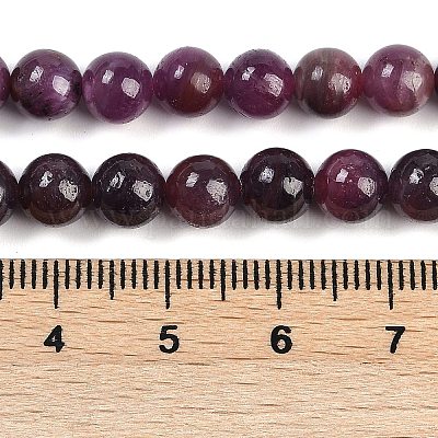 天然の宝石のルビーラウンドビーズ連売り  6.5mm  穴：1mm  約64個/連  15.75~16.14インチ（40~41cm）&nbsp;G-O017-6.5mm-06-1