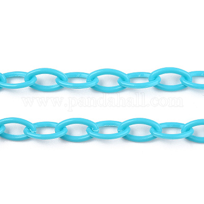 ABSプラスチックアズキチェーン  オーバル  ディープスカイブルー  13x7~7.5x2mm  約15.35~15.74インチ（39~40cm）/連&nbsp;KY-E007-01G-1