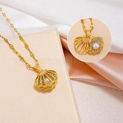 シェルペンダントネックレス VBMN478060BP シェル カラーストーン スライドネックレス