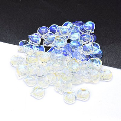 ガラスチャーム  花びら  透明  15x13.5x4mm  穴：1.2mm&nbsp;X-GLAA-H016-05E-14-1
