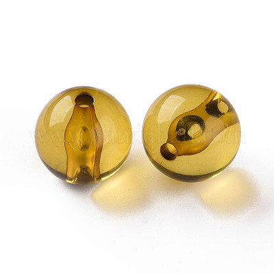透明なアクリルビーズ  ラウンド  ゴールデンロッド  16x15mm  穴：2.8mm  約220個/500g&nbsp;MACR-S370-A16mm-737-1