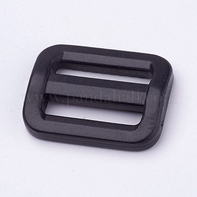 プラスチックバックル  長方形  ブラック  26.5x20.5mm  穴：3x19mm&nbsp;X-BUTT-E124-01-1