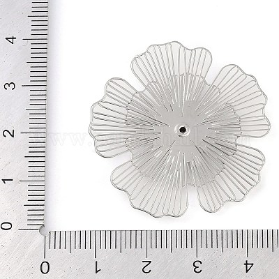 真鍮のコボション  ラインストーン付き  花  プラチナ  36x36.8x4mm&nbsp;KK-L219-09P-02-1