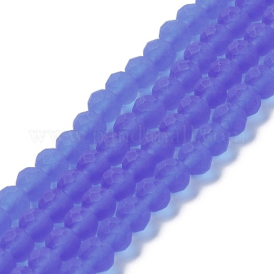 透明ガラスビーズ連売り  多面カット  艶消し  ロンデル  紫色のメディア  10mm  穴：1mm  約60~61個/連  46~48cm&nbsp;EGLA-A034-T10mm-MD31-1