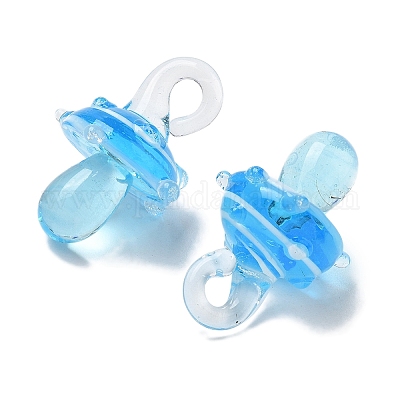 手作りランプワークペンダント  バンピー  キノコ  ディープスカイブルー  24.5~29.5x15~18.5mm  穴：2~5mm&nbsp;LAMP-M021-01G-1