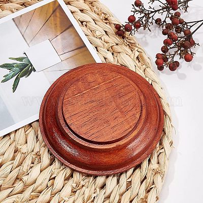 木製ディスプレイ  フラットラウンド  レッドオレンジ  9.5x2.05cm&nbsp;AJEW-WH0251-18-1