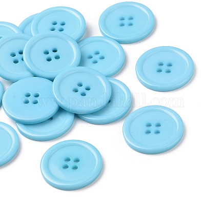 樹脂ボタン  染め  フラットラウンド  シアン  30x3mm  穴：3mm  98個/袋&nbsp;RESI-D030-30mm-11-1