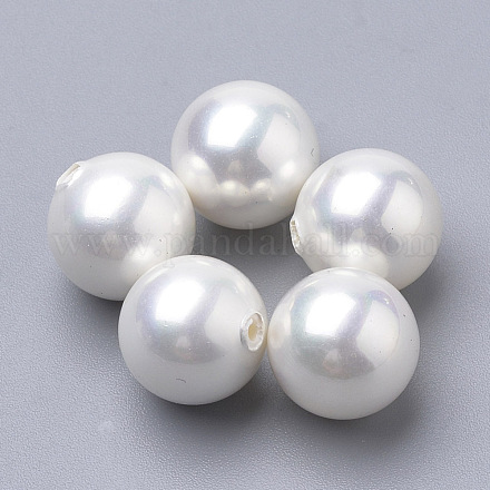 シェルパールビーズ  片穴  ラウンド  乳白色  8mm  半分穴：1mm&nbsp;BSHE-T008-8mm-1