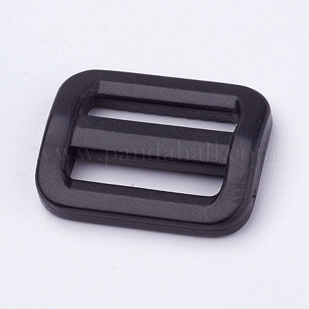 プラスチックバックル  長方形  ブラック  26.5x20.5mm  穴：3x19mm&nbsp;X-BUTT-E124-01-1