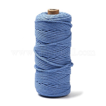 工芸品の編み物用の綿糸  コーンフラワーブルー  3mm  約109.36ヤード（100m）/ロール&nbsp;KNIT-PW0001-01-40-1