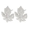 Brass Stud Earring Findings, Cadmium Free & Nickel Free & Lead Free, with Loop, Leaf, Platinum, 21.5x18mm, Hole: 1mm, Pin: 0.8x11.5mm