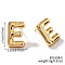 Brass Stud Earrings, Golden, Letter E, 17x12mm