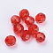 Transparent Acrylic Beads, Faceted, Round, Red, 6x5.5mm, Hole: 1.7~1.8mm, about 4200pcs/500g