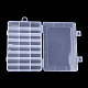 プラスチックビーズ収納ケース  24のコンパートメント  長方形  透明  19.5x13x3.6cm  穴：10x15.5mm  コンパートメント：22x41mm&nbsp;CON-Q031-01-3