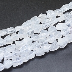 生の粗い天然水晶ビーズ連売り  水晶  ナゲット  6~12x6~10x5~8mm  穴：0.7mm  約48個/連  15.75インチ（40cm）