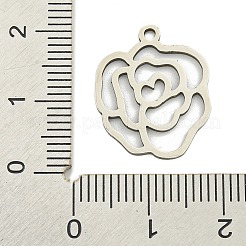 変色しない201ステンレススチールペンダント  花のチャーム  レーザー切断  ステンレス鋼色  18.5x15x1mm  穴：1.5mm&nbsp;STAS-M015-02P