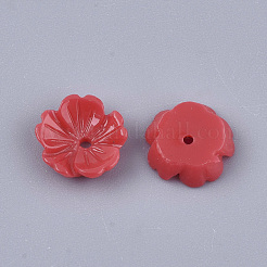 不透明樹脂ビーズキャップ  5花びら  花  ミックスカラー  8x8x2.5mm  穴：1mm&nbsp;RESI-T040-012