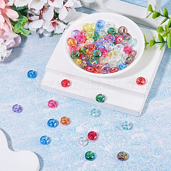UVメッキ透明アクリルヨーロピアンビーズ100個  虹色の  ロンデル  多面カット  大穴ビーズ  ミックスカラー  11~12x6.5mm  穴：4.5~5mm&nbsp;OACR-TA0004-92