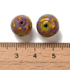 手作りランプワークビーズ連売り  花模様の丸  オールドローズ  12mm  穴：1.2~1.6mm  約33個/連  14.96''（38センチメートル）&nbsp;LAMP-G162-08A-10