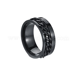 ローマ数字ステンレススチールカーブチェーン指輪  回転式圧力リリーフリング  ブラック  usサイズ10（19.8mm）&nbsp;WG37698-04